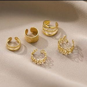 Golden leaf 5 pieces cutout ear clips one ear